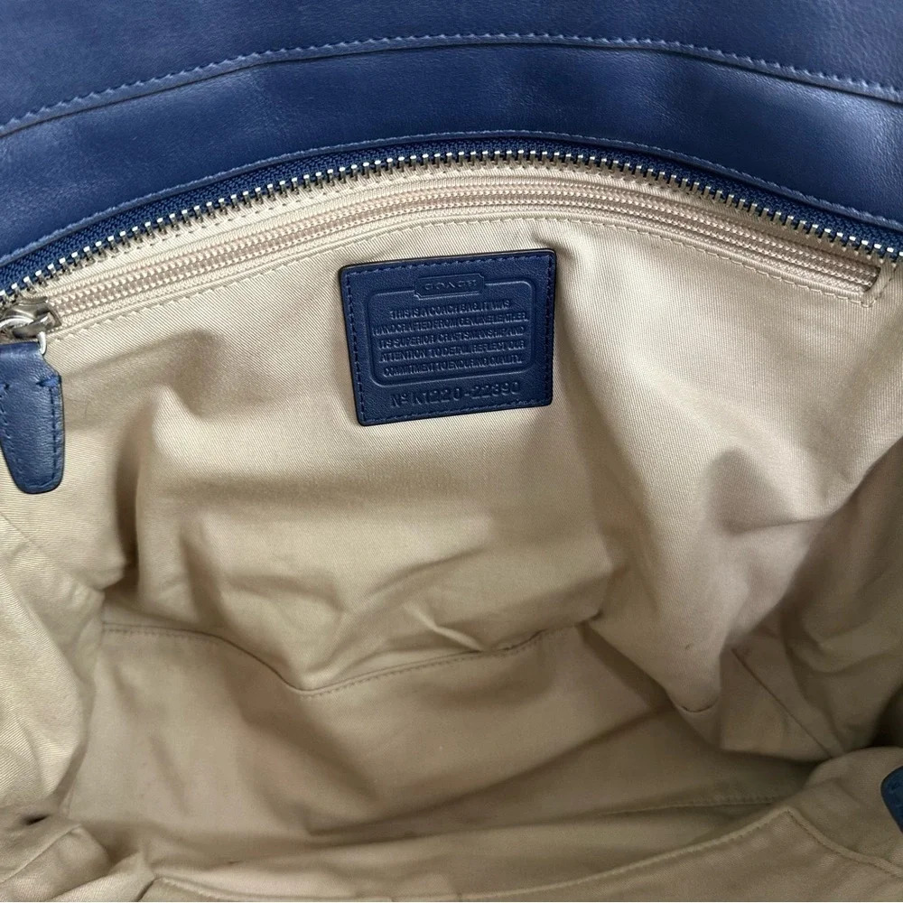COACH Y2K Legacy Carryall Tote Navy Blue Citrine Perforated Shoulder Bag 22390 - Picture 11 of 15